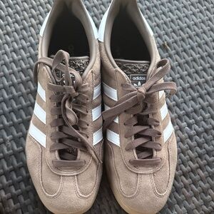 Adidas Men's Taupe and White Sneakers